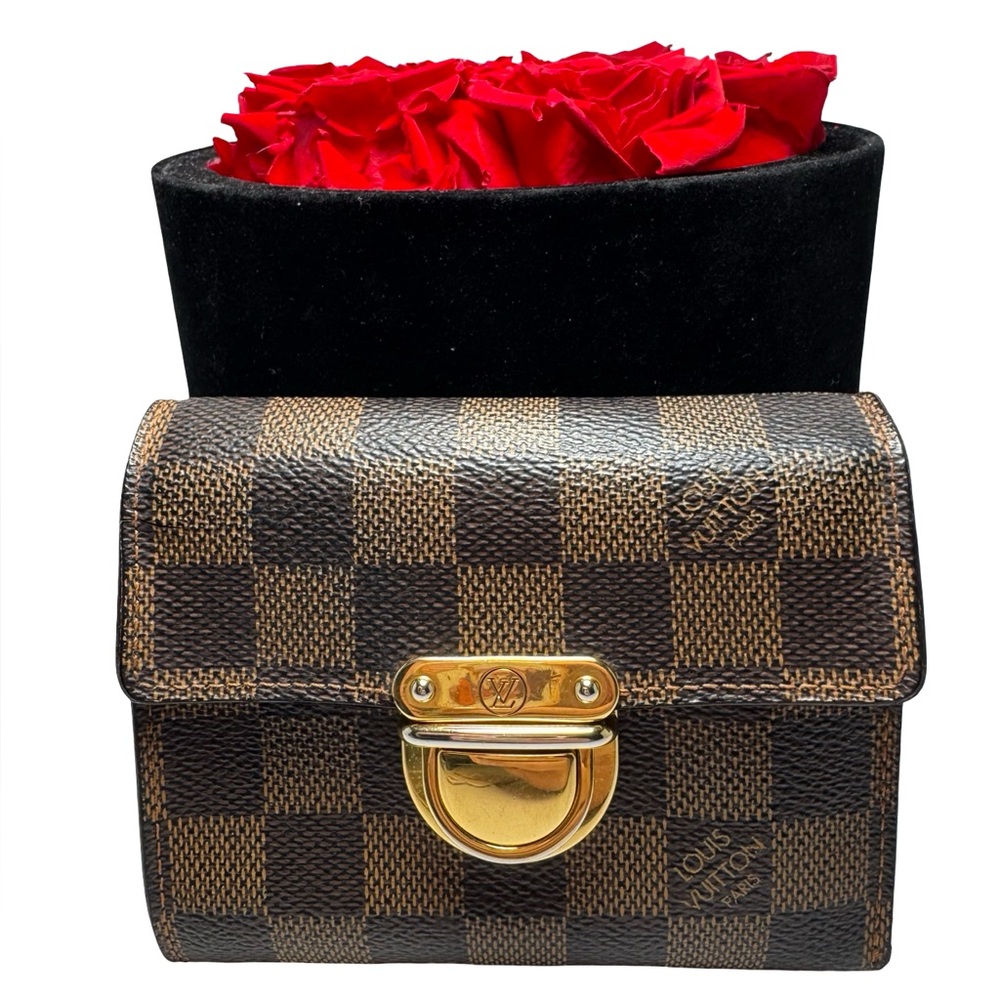 SOLF Louis Vuitton Damier Ebene Koala Wallet w/ Red Interior